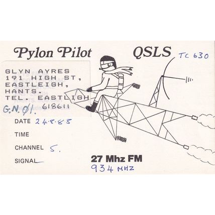 Eastleigh Hants Pylon Plane Pilot Eastleigh Hants QSL Radio Card