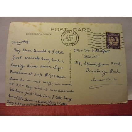 multiview, TORQUAY, DEVON used postcard RP 1961 pm continental size /