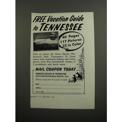 1961 Tennessee Division of Information Advertisement