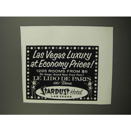 1961 Stardust Hotel Ad - Las Vegas Luxury at Economy prices