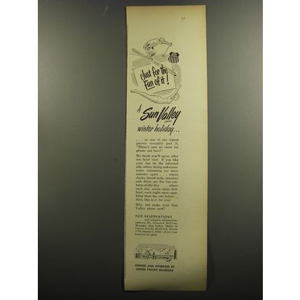 1953 Union Pacific Railroad Ad - Just for the fun of it! Sun Valley Idaho