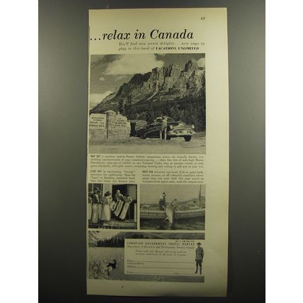 1953 Canadian Government Travel Bureau Advertisement - Relax in Canada