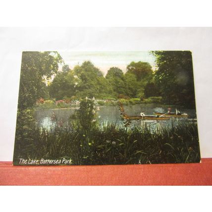 THE LAKE, BATTERSEA PARK, LONDON unused antique postcard by J W B. =