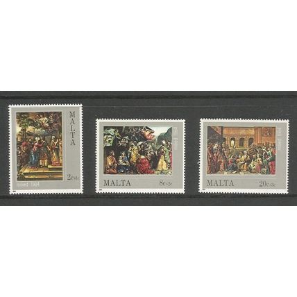 Malta 1984 Christmas Paintings Unmounted Mint Set SG 745 / 747