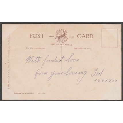 Love In Absence, Pansies, Sheep & Poem, c.1915 - Beagles Postcard