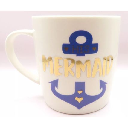 His Mermaid Mug Fine China Blue Anchor 9 CM Boxed Tableware Beverage Gift