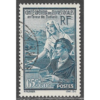 FRANCE 1938 CHARITY STAMP AID FOR STUDENTS NURSE MEDICINE USED. SG630 630 SG 417