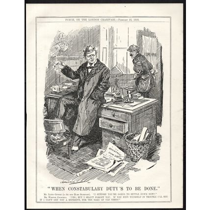 WHEN CONSTABULARY DUTY’S TO BE DONE 1910 Winston Churchill PUNCH CARTOON PAGE