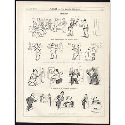 APERITIF 1934 Henry Mayo Bateman PUNCH CARTOON PAGE