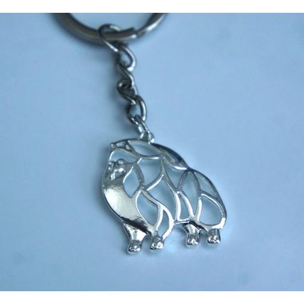 POMERANIAN METAL KEY RING WITH KEY CHAIN & VELVET GIFT BAG