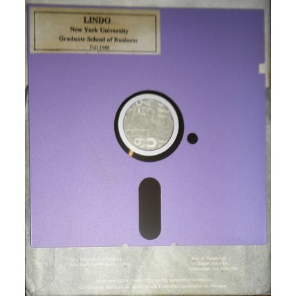 LINDO - NYU Graduate School of Business, 1988. 5.25" disk