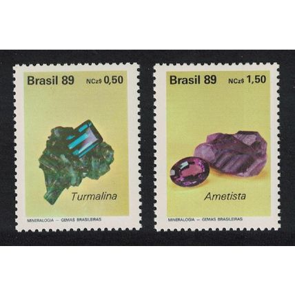 Brazil Precious Stones Amethyst Tourmaline 2v 1989 MNH SG#2376-2377