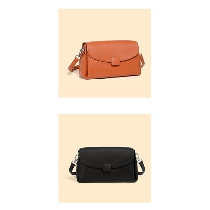 Genuine Leather Women Large Casual Handbag Orange