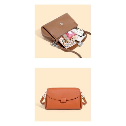 Genuine Leather Women Large Casual Handbag Orange