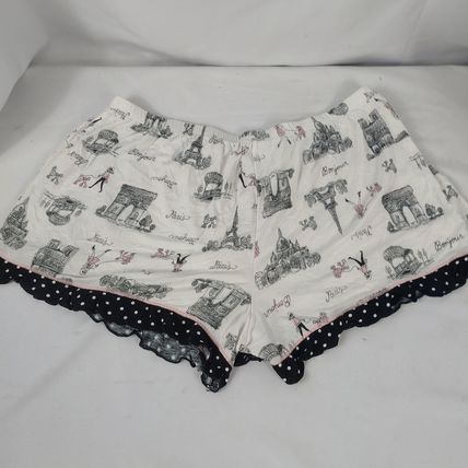 Layla Women's Sleepwear Shorts White/Black Elastic Waist Sz Med Juniors