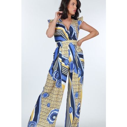 Women's Ruffle Sleeve Surplice Jumpsuit