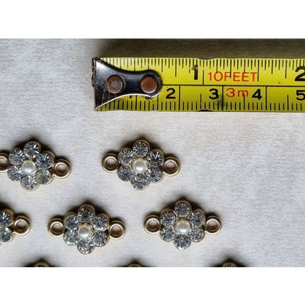 10 Pearl Rhinestone Connectors, Flower Shape, Glass Findings, Assorted Bracelet