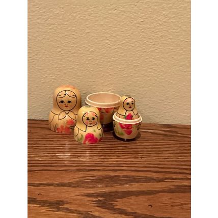 Authentic Handmade Vintage Russian Wooden Nesting Doll (6 Dolls in Total in 1)