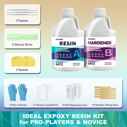 Epoxy Resin, 1 Gallon/128Oz Crystal Craft, Self-Leveling Bubbles Free Resin and