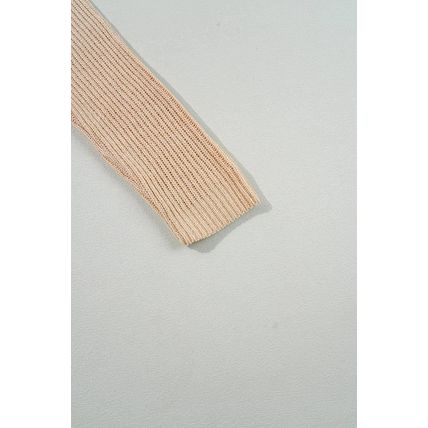 Apricot Cable Knit Drop Shoulder Side Slits Loose Sweater