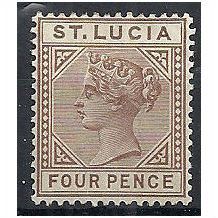 St Lucia 1895 SG48 4d Brown Mounted Mint . .