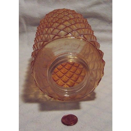 1960's Rare Vintage Antique Orange Tinted Diamond Style Glass Light Cover +Bonus
