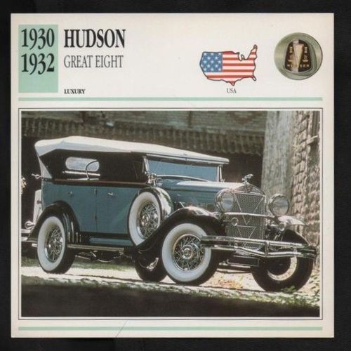 1930 to 1932 HUDSON Great Eight Classic Car Photograph and Information Card