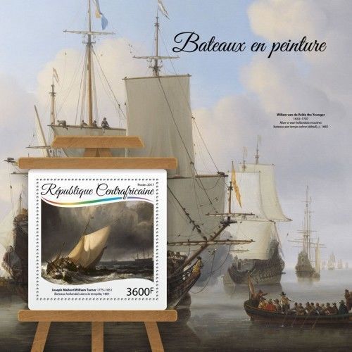 CENTRAL AFRICA 2017 SHEET MNH SHIPS ART PAINTINGS BATEAUX PEINTURES ARTE 1A