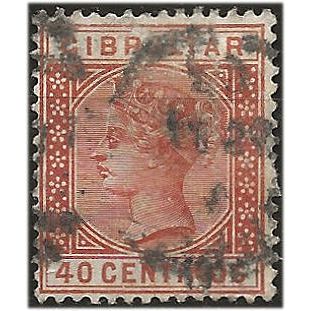 Gibraltar 1889 SG27 40c Orange-Brown Good Used . ..