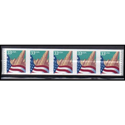3281c 33c U.S. Flag Over City Very Fine MNH PNC 5555/5 KA9327