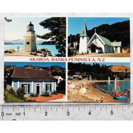 1990 postcard Akaroa, Banks Peninsula, N.Z.