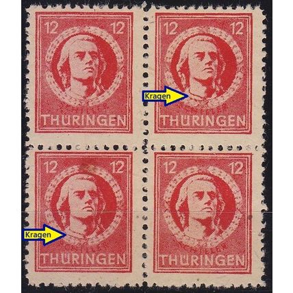 GERMANY Alliiert SBZ [Thüringen] MiNr 0097 AY ( **/mnh ) [04] 4er Typ I,II