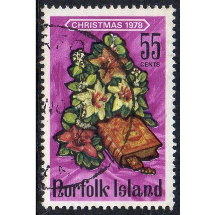 Norfolk Island 1978 Christmas - Hibiscus and Bible 55c Used