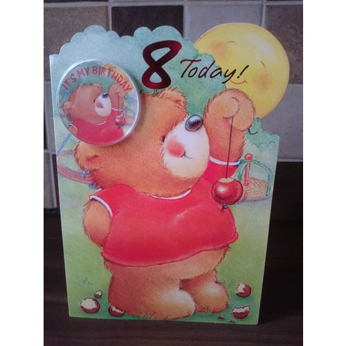 Age 8 Birthday Card with Badge (boys) - 002