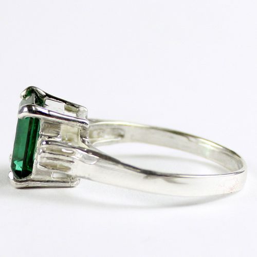 Russian Nanocrystal Emerald, 925 Sterling Silver Ring, SR221
