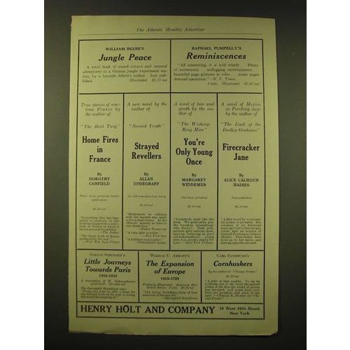 1918 Henry Holt and Company Ad - William Beebe's Jungle Peace