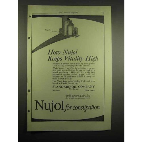 1918 Standard Oil Company Nujol Ad - Keeps Vitality High
