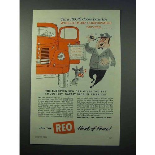 1953 REO Truck Ad - World's Most Comfortable Drivers