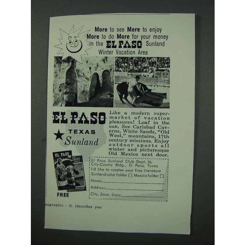 1960 El Paso Texas Tourism Ad - More To See