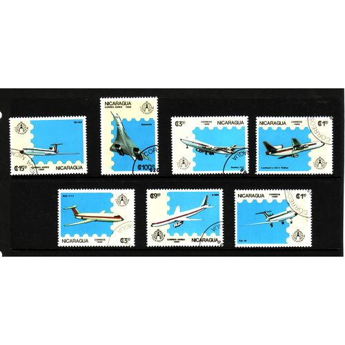 NICARAGUA 1986 AIRCRAFT SET 7 VALS FINE USED