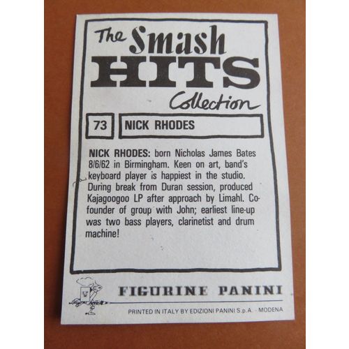 Smash Hits 1984 Panini Sticker No 73 Nick Rhodes