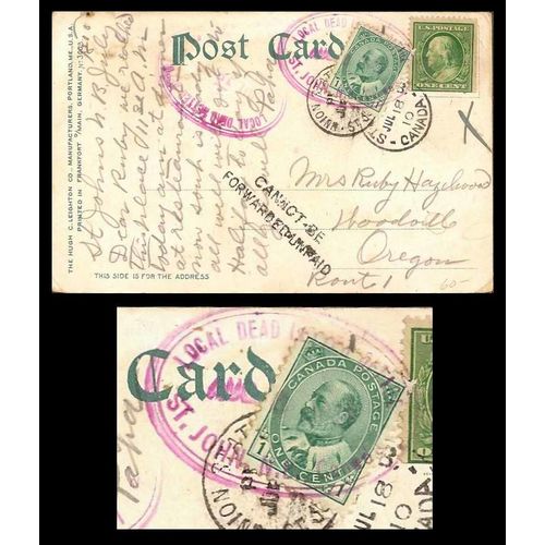 Canada St John NB Dead Letter (DLO) to USA 1910
