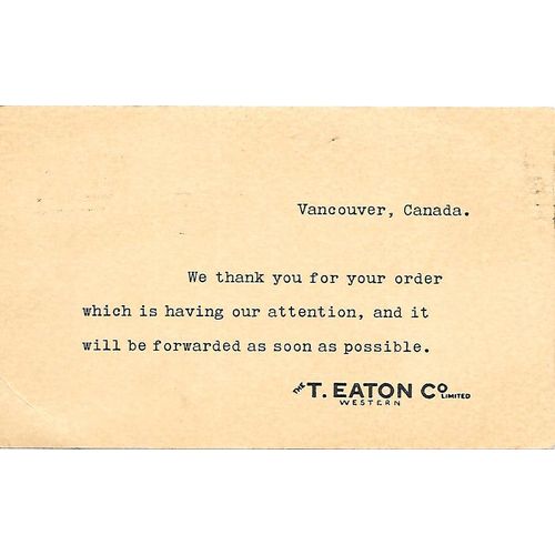 Canada. #P66d Postal Card USED George VI 1941, Type 7, Eatons Card
