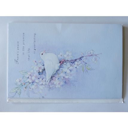 Sympathy White Dove Bird Flowers Portrait Card