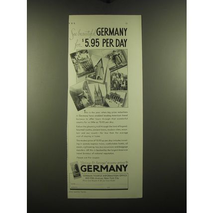 1932 German Tourist Information Office Ad - Beautiful Germany for $5.95 per Day