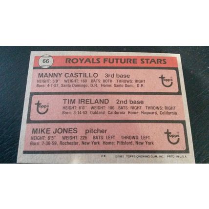 1981 Topps Card # 066 Kansas City Royals Future Stars Very Good (3)