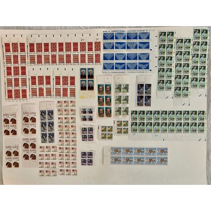 US 22c Stamp Lot Plate Blocks Strips MNHOG Celebrities Olympics Love Navajo Art