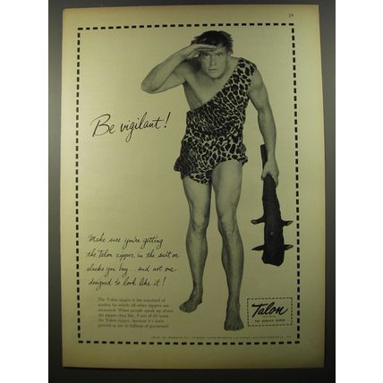 1954 Talon Zippers Ad - Be vigilant