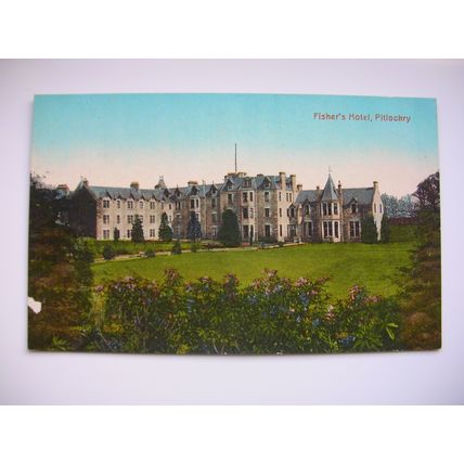 Pitlochry postcard – Fisher’s Hotel. (Valentine’s Series – very early 1900s)