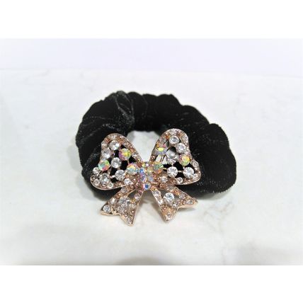 Bow shaped hair tie pony tail holder scrunchie with crystals